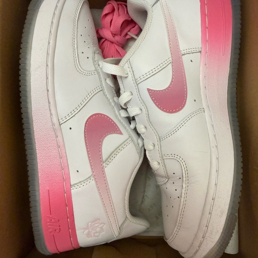 Nike Air Force 1 White and Pink Shoes